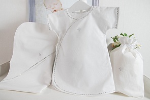 Крестильный набор для мальчика Павел – 3 предмета- белый/серебро (Makkaroni Kids, 00-0013577_Белый/серебро, 3-6 мес)